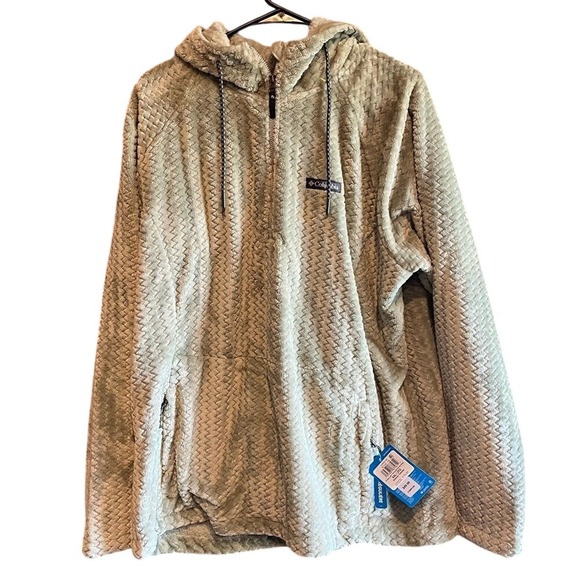 Columbia womens‎ XXL Pullover Hoodie Fuzzy Fleece Quarter Zip Jacket chevron NWT - Picture 1 of 7
